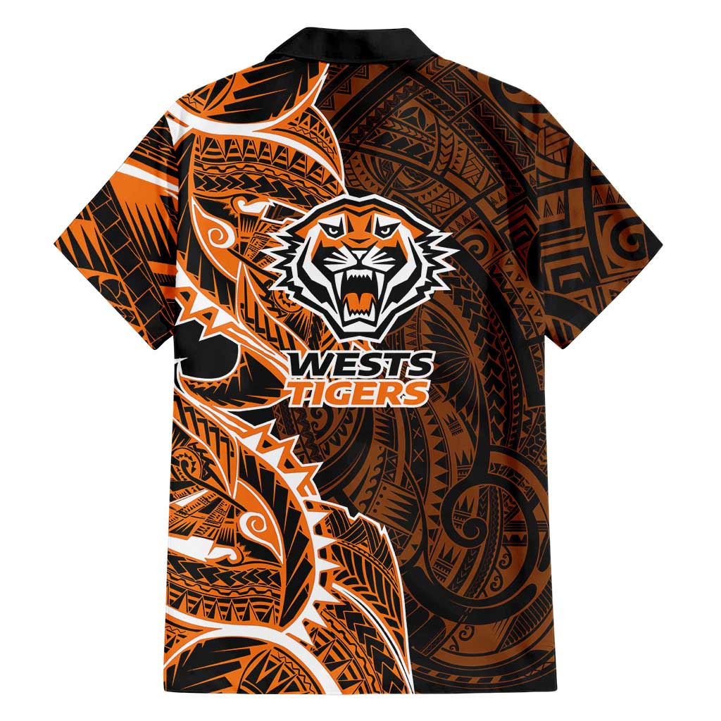 Wests Tigers Family Matching Summer Maxi Dress and Hawaiian Shirt Polynesian Tribal Tattoo Pacific Sport Art