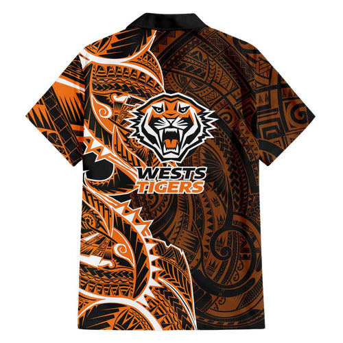 Wests Tigers Family Matching Summer Maxi Dress and Hawaiian Shirt Polynesian Tribal Tattoo Pacific Sport Art
