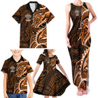 Wests Tigers Family Matching Tank Maxi Dress and Hawaiian Shirt Polynesian Tribal Tattoo Pacific Sport Art