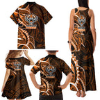Wests Tigers Family Matching Tank Maxi Dress and Hawaiian Shirt Polynesian Tribal Tattoo Pacific Sport Art