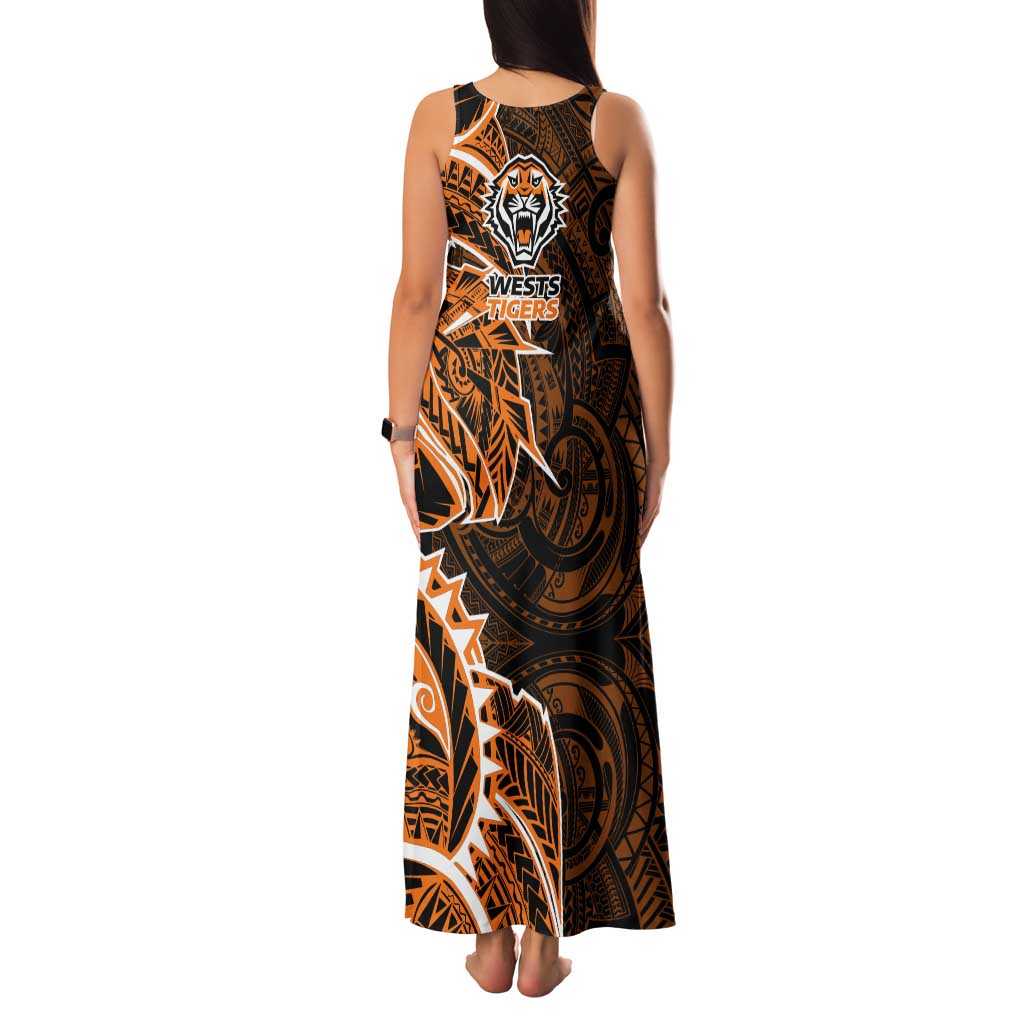 Wests Tigers Family Matching Tank Maxi Dress and Hawaiian Shirt Polynesian Tribal Tattoo Pacific Sport Art