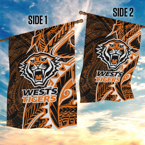 Wests Tigers Garden Flag Polynesian Tribal Tattoo Pacific Sport Art