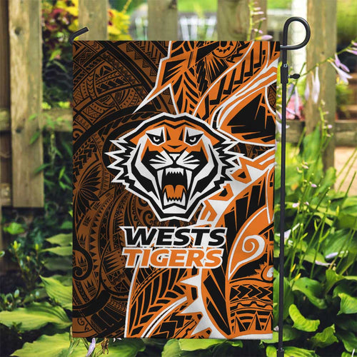Wests Tigers Garden Flag Polynesian Tribal Tattoo Pacific Sport Art