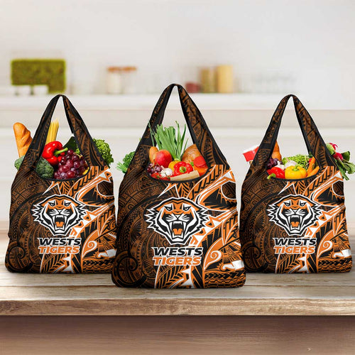 Wests Tigers Grocery Bag Polynesian Tribal Tattoo Pacific Sport Art