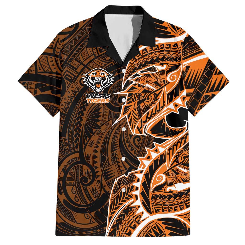 Wests Tigers Hawaiian Shirt Polynesian Tribal Tattoo Pacific Sport Art