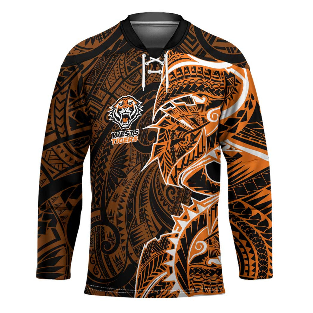 Wests Tigers Hockey Jersey Polynesian Tribal Tattoo Pacific Sport Art