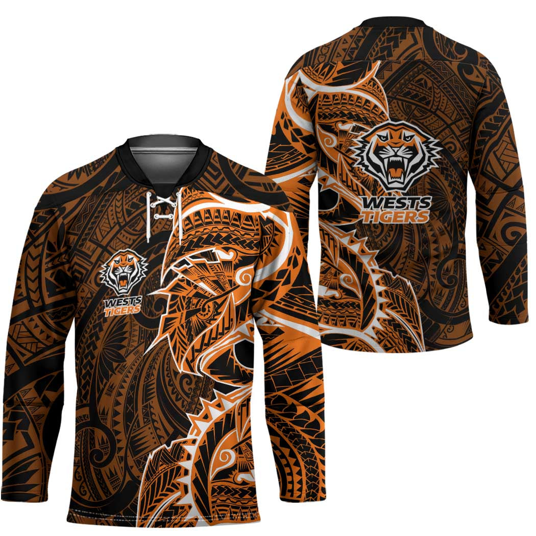 Wests Tigers Hockey Jersey Polynesian Tribal Tattoo Pacific Sport Art
