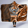 Wests Tigers Hooded Blanket Polynesian Tribal Tattoo Pacific Sport Art
