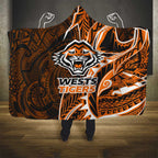 Wests Tigers Hooded Blanket Polynesian Tribal Tattoo Pacific Sport Art