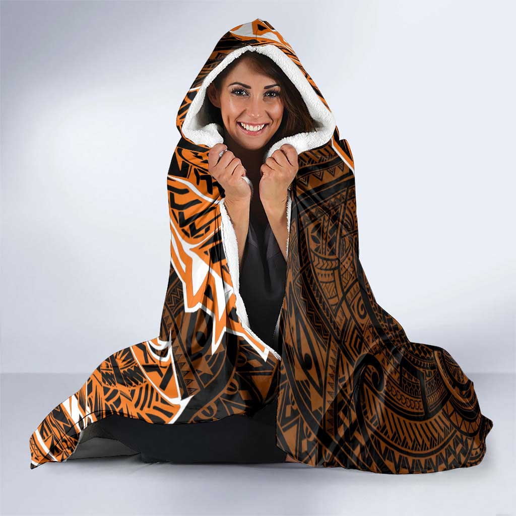 Wests Tigers Hooded Blanket Polynesian Tribal Tattoo Pacific Sport Art