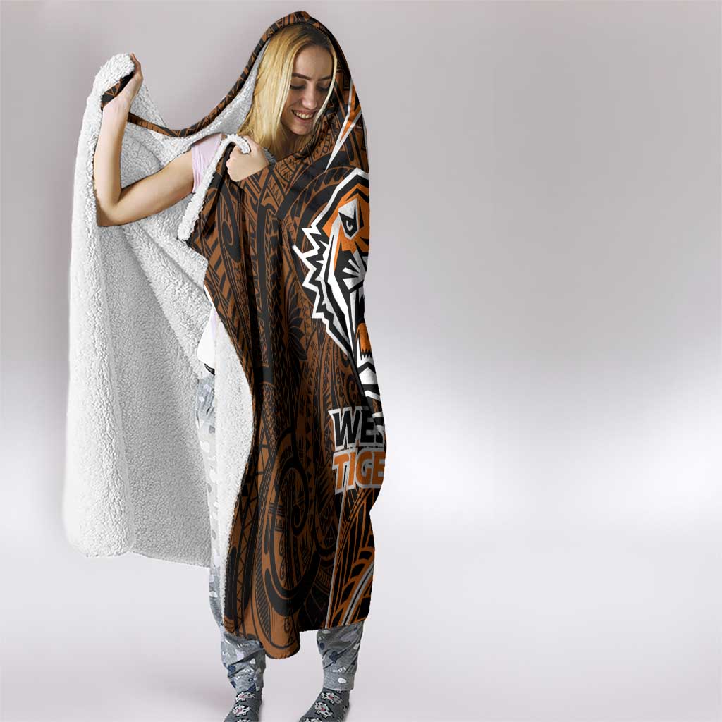 Wests Tigers Hooded Blanket Polynesian Tribal Tattoo Pacific Sport Art