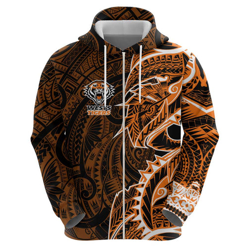 Wests Tigers Hoodie Polynesian Tribal Tattoo Pacific Sport Art