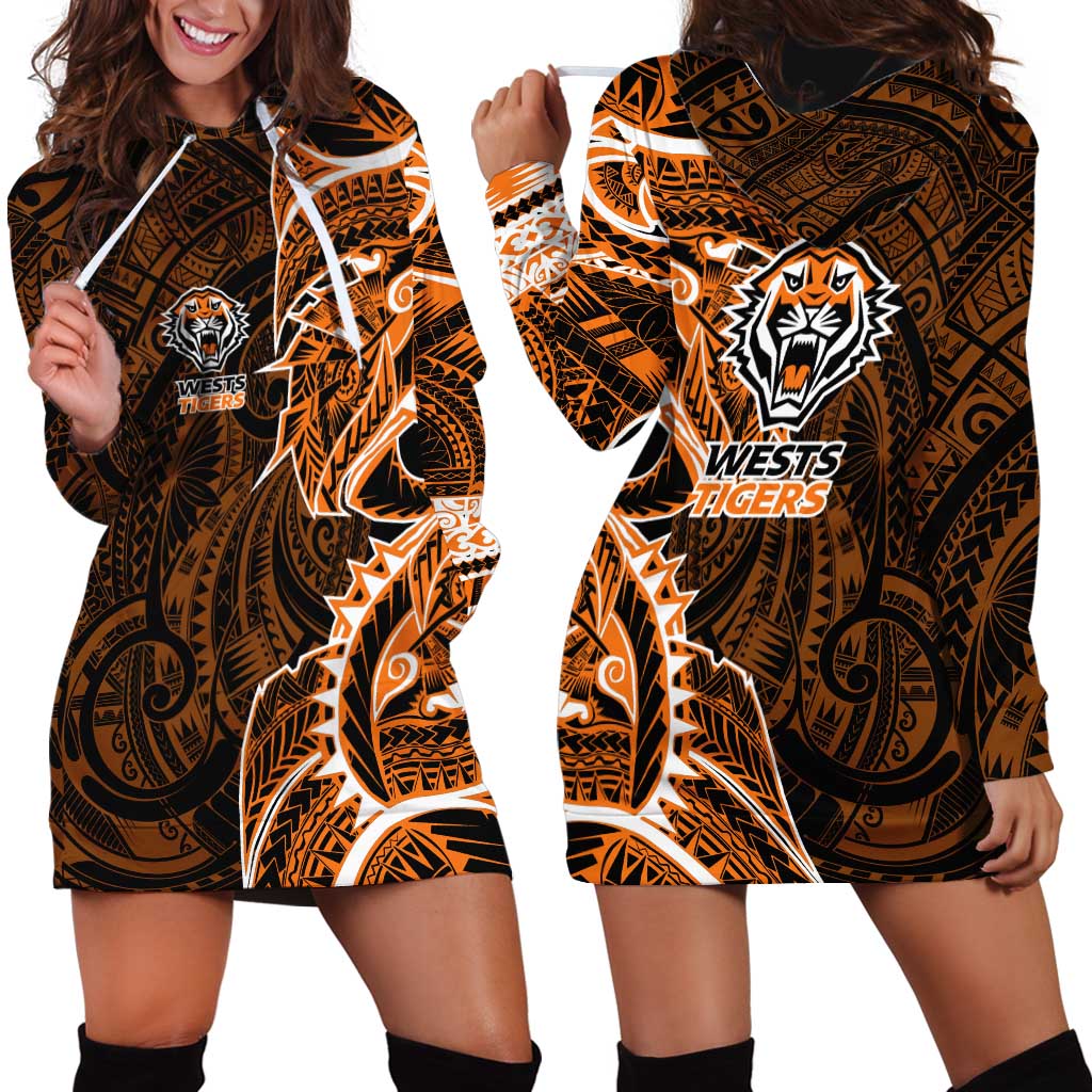 Wests Tigers Hoodie Dress Polynesian Tribal Tattoo Pacific Sport Art