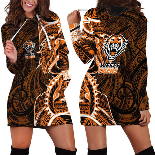 Wests Tigers Hoodie Dress Polynesian Tribal Tattoo Pacific Sport Art