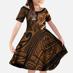 Wests Tigers Kid Short Sleeve Dress Polynesian Tribal Tattoo Pacific Sport Art