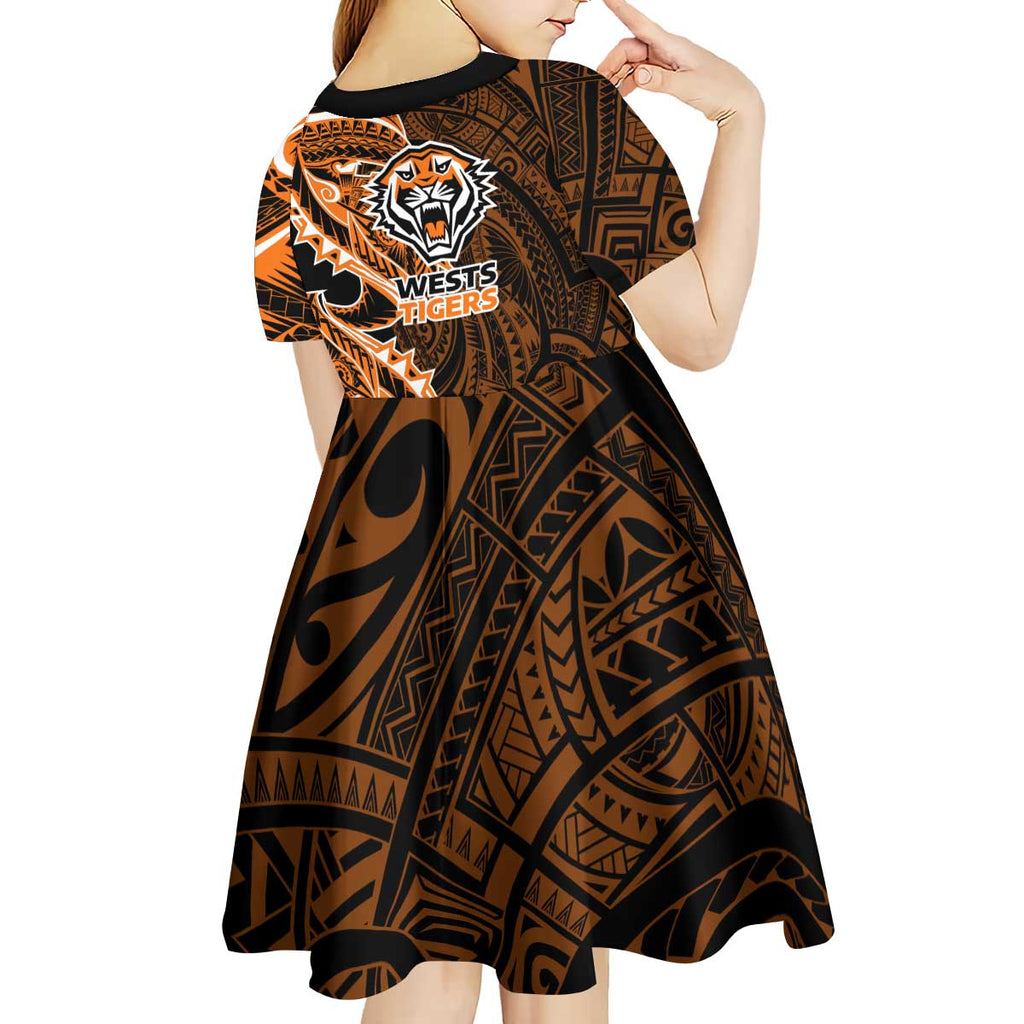 Wests Tigers Kid Short Sleeve Dress Polynesian Tribal Tattoo Pacific Sport Art