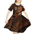 Wests Tigers Kid Short Sleeve Dress Polynesian Tribal Tattoo Pacific Sport Art