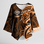 Wests Tigers Kimono Sleeve Blouse Polynesian Tribal Tattoo Pacific Sport Art