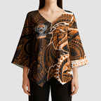 Wests Tigers Kimono Sleeve Blouse Polynesian Tribal Tattoo Pacific Sport Art
