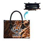 Wests Tigers Leather Bag Polynesian Tribal Tattoo Pacific Sport Art