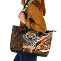 Wests Tigers Leather Tote Bag Polynesian Tribal Tattoo Pacific Sport Art