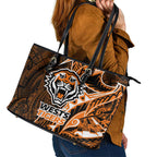 Wests Tigers Leather Tote Bag Polynesian Tribal Tattoo Pacific Sport Art