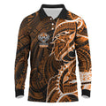 Wests Tigers Long Sleeve Polo Shirt Polynesian Tribal Tattoo Pacific Sport Art