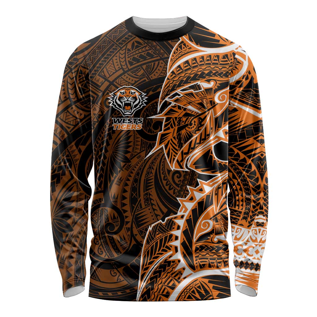 Wests Tigers Long Sleeve Shirt Polynesian Tribal Tattoo Pacific Sport Art