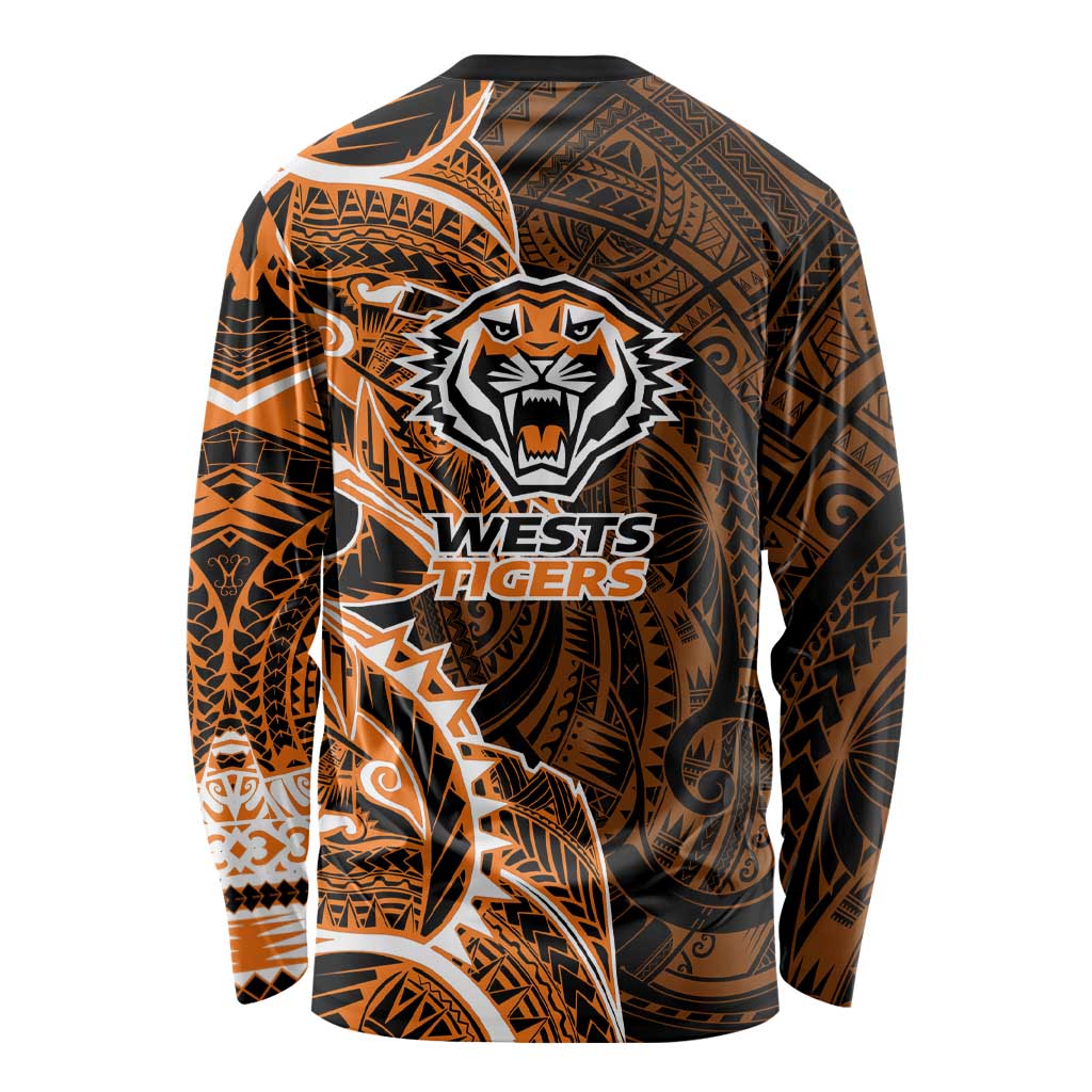 Wests Tigers Long Sleeve Shirt Polynesian Tribal Tattoo Pacific Sport Art