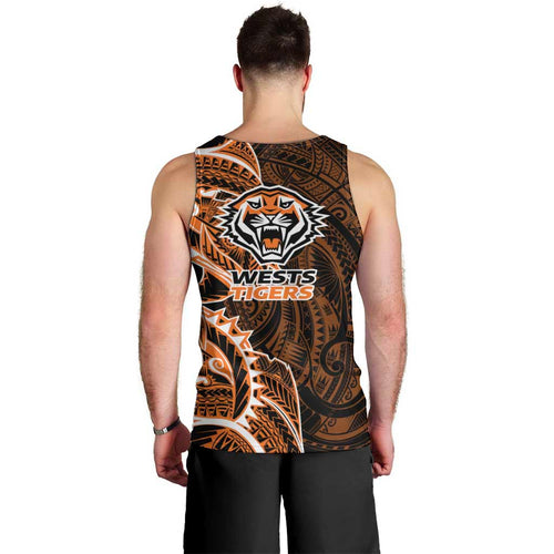 Wests Tigers Men Tank Top Polynesian Tribal Tattoo Pacific Sport Art