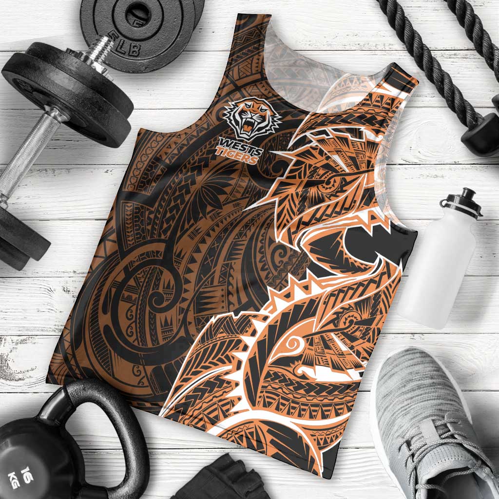 Wests Tigers Men Tank Top Polynesian Tribal Tattoo Pacific Sport Art