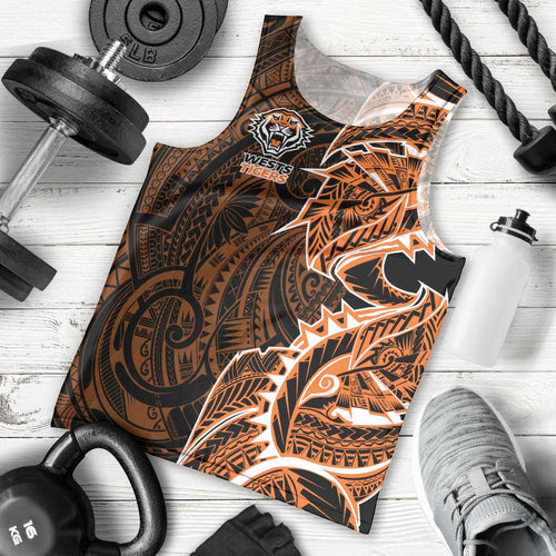 Wests Tigers Men Tank Top Polynesian Tribal Tattoo Pacific Sport Art