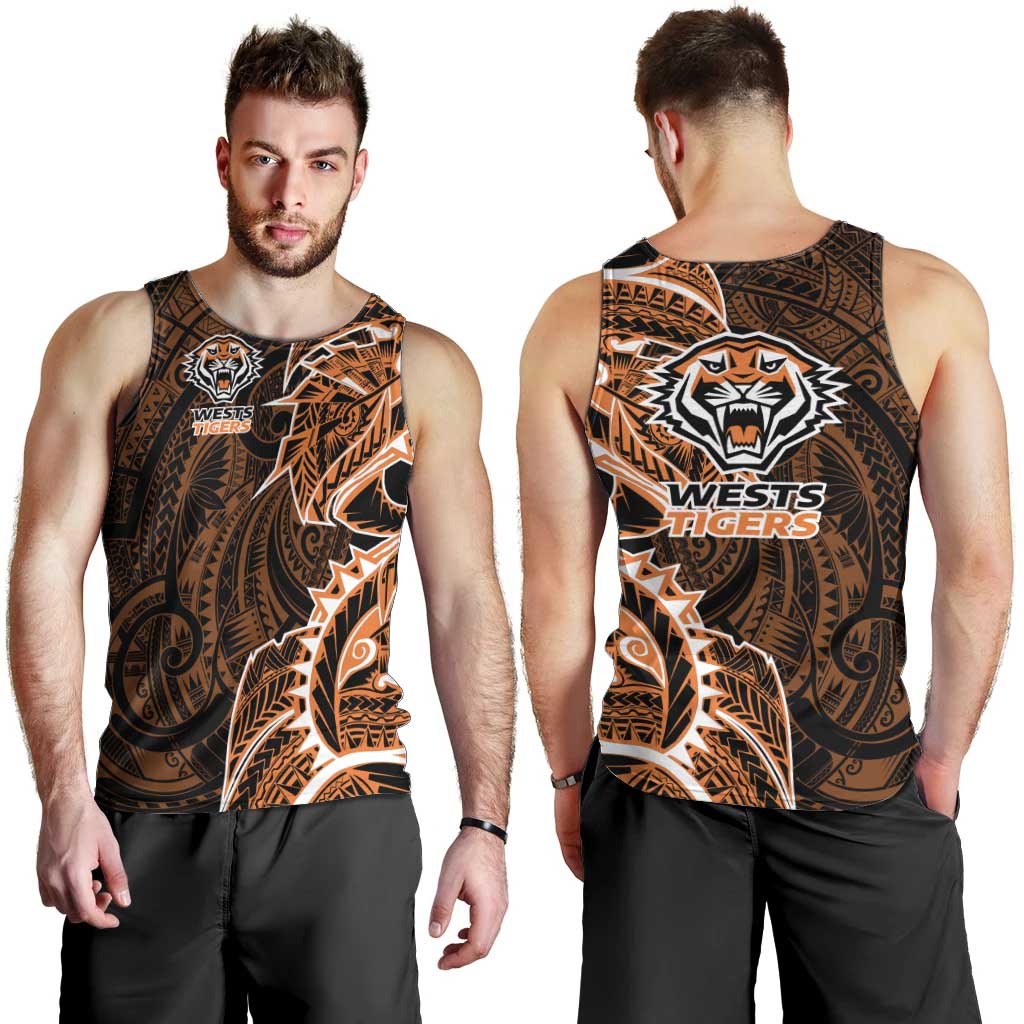 Wests Tigers Men Tank Top Polynesian Tribal Tattoo Pacific Sport Art
