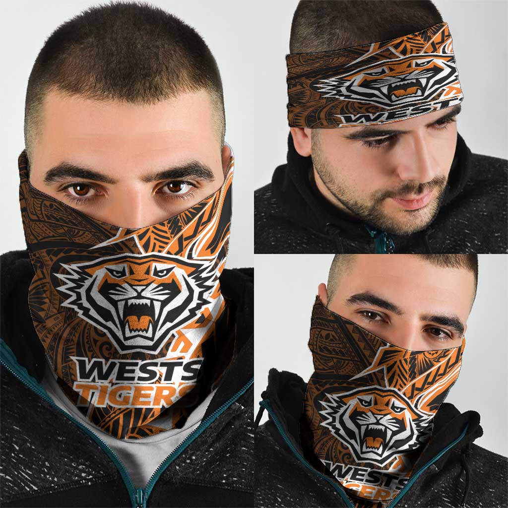 Wests Tigers Neck Gaiter Polynesian Tribal Tattoo Pacific Sport Art