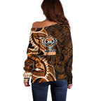 Wests Tigers Off Shoulder Sweater Polynesian Tribal Tattoo Pacific Sport Art