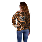 Wests Tigers Off Shoulder Sweater Polynesian Tribal Tattoo Pacific Sport Art
