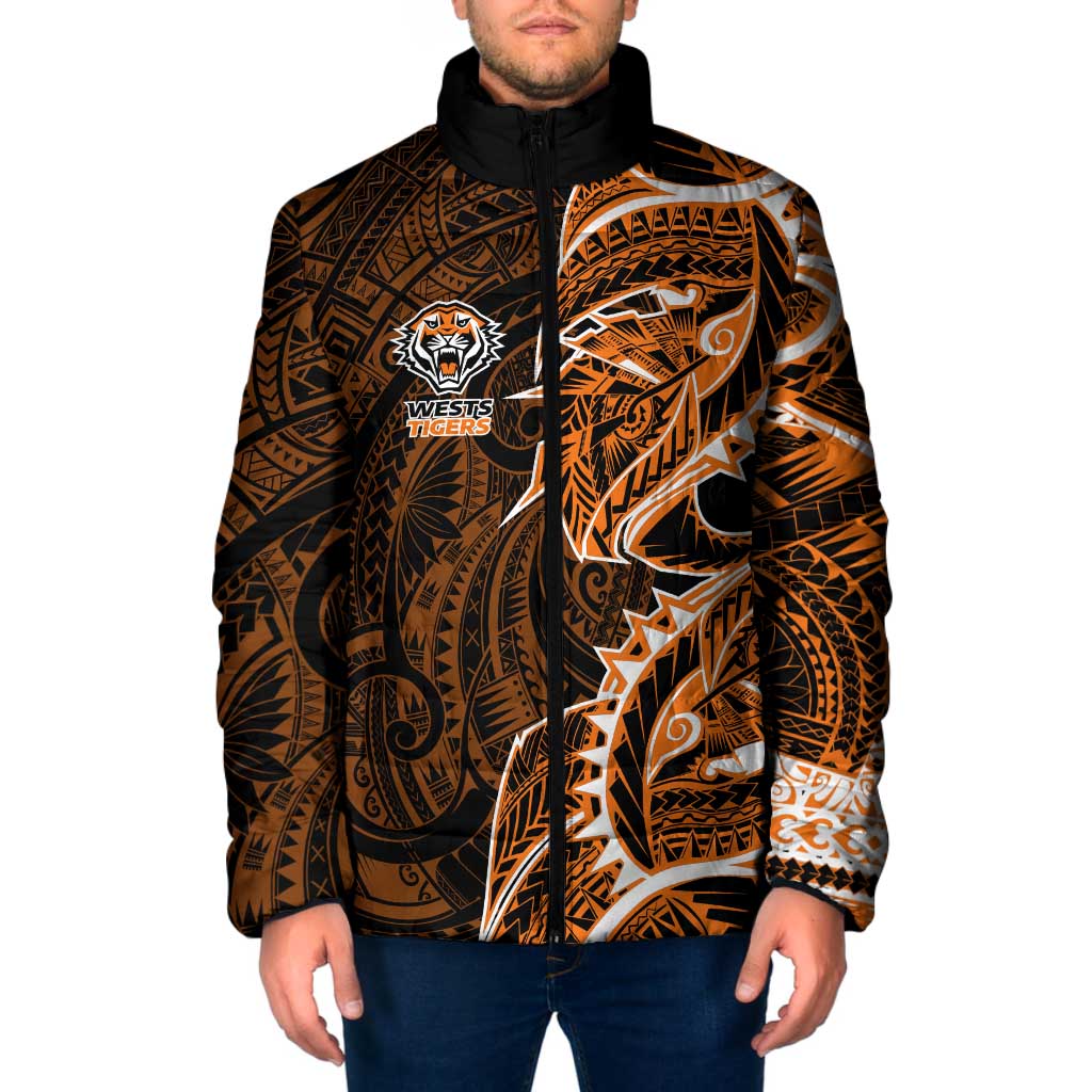 Wests Tigers Padded Jacket Polynesian Tribal Tattoo Pacific Sport Art