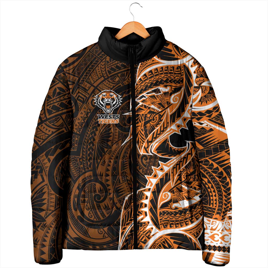 Wests Tigers Padded Jacket Polynesian Tribal Tattoo Pacific Sport Art