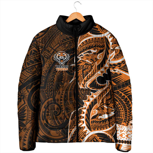 Wests Tigers Padded Jacket Polynesian Tribal Tattoo Pacific Sport Art