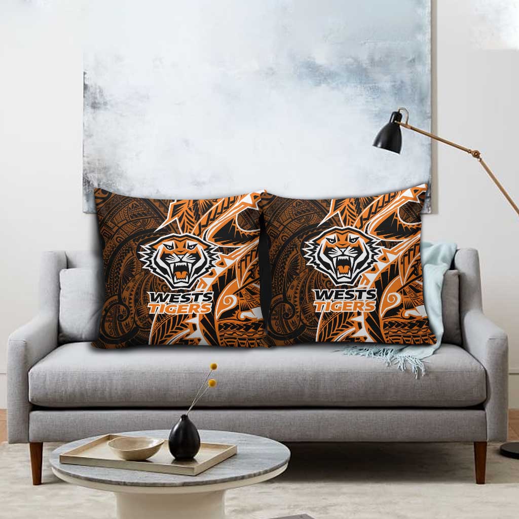 Wests Tigers Pillow Cover Polynesian Tribal Tattoo Pacific Sport Art