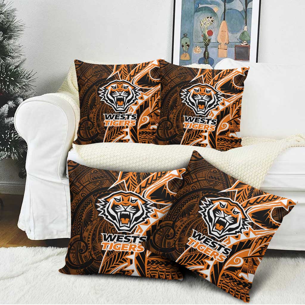 Wests Tigers Pillow Cover Polynesian Tribal Tattoo Pacific Sport Art