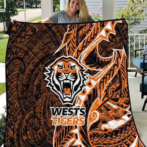 Wests Tigers Quilt Polynesian Tribal Tattoo Pacific Sport Art