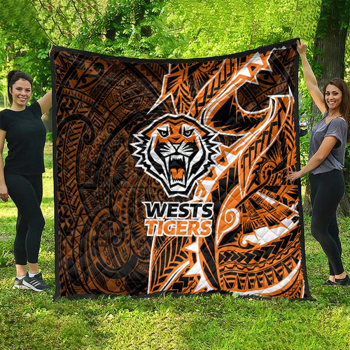 Wests Tigers Quilt Polynesian Tribal Tattoo Pacific Sport Art