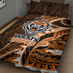 Wests Tigers Quilt Bed Set Polynesian Tribal Tattoo Pacific Sport Art
