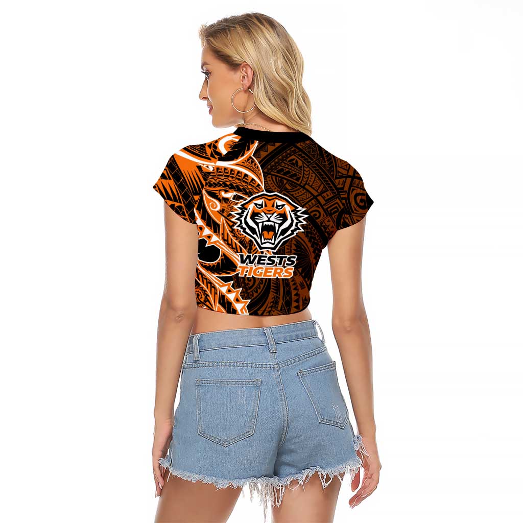 Wests Tigers Raglan Cropped T Shirt Polynesian Tribal Tattoo Pacific Sport Art