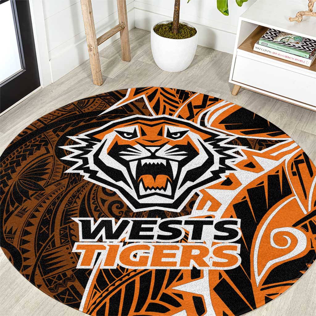 Wests Tigers Round Carpet Polynesian Tribal Tattoo Pacific Sport Art