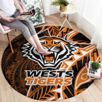 Wests Tigers Round Carpet Polynesian Tribal Tattoo Pacific Sport Art