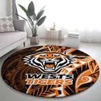 Wests Tigers Round Carpet Polynesian Tribal Tattoo Pacific Sport Art