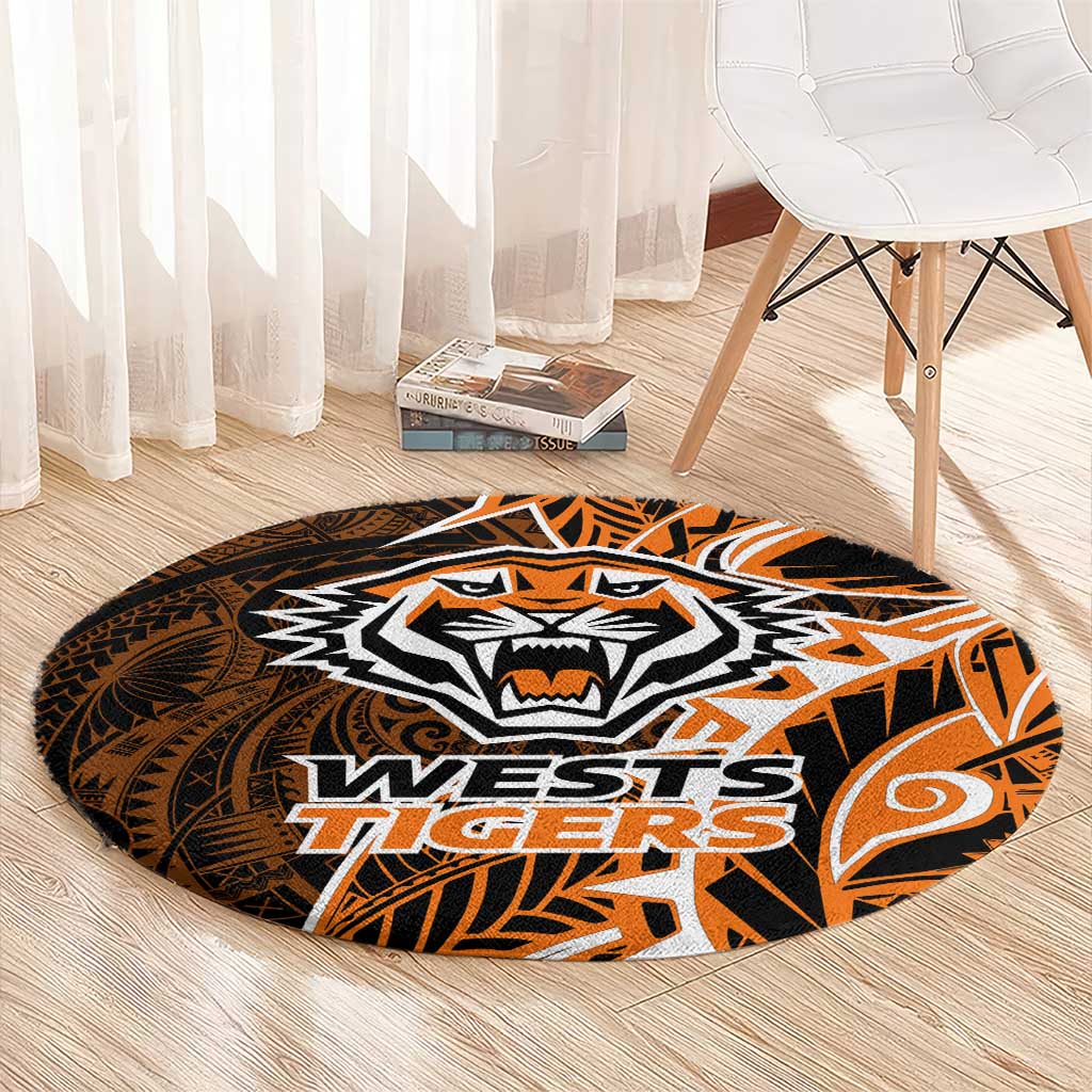 Wests Tigers Round Carpet Polynesian Tribal Tattoo Pacific Sport Art