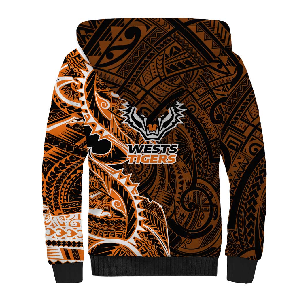 Wests Tigers Sherpa Hoodie Polynesian Tribal Tattoo Pacific Sport Art